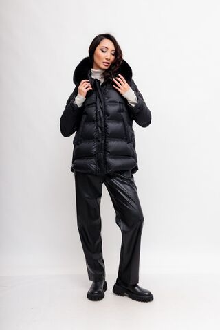 Peuterey Пуховик теплый с пушистой меховой оторочкой по капюшону