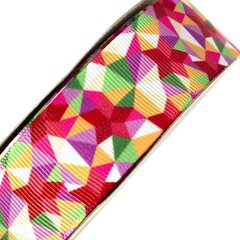 
          Декоративная лента репсовая для рукоделия, упаковки и флористики, 2,5 см, намотка 20 ярдов, геометрический принт (красный, фиолетовый, зеленый)