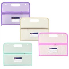 
          Папка-картотека с ручками Alingar, A4, 375х240 мм, горизонтальная, на кнопках, 630 мкм, 13 отделений, карман на молнии, ассорти, матовая