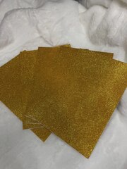 Фоамиран глиттерный 2 мм, А4, цвет - золотой, самоклеющийся - 5 штук