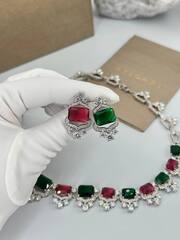 30427-Комплект украшений колье + серьги в стиле BVLGARY