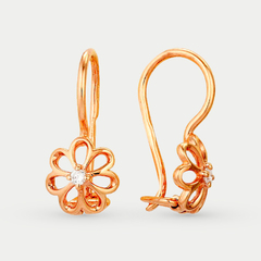 Серьги детские с фианитами из розового золота 585 пробы (арт. 20053100)