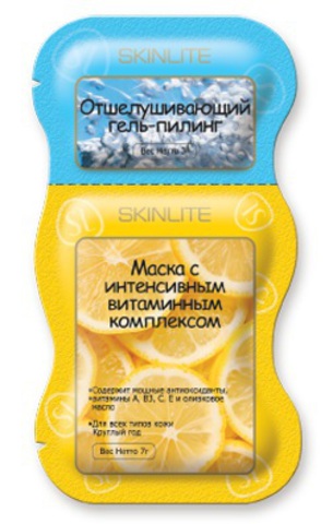 Skinlite Оздоравливающий комплекс для лица,гель пилинг + маска 1шт 10 мл.