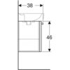Шкафчик для раковины Geberit Renova Plan, с одной дверью: B=41см, H=46см, T=38см, матовый белый / меламиновое покрытие, белая / блестящая лакированная