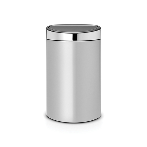 Мусорный бак Touch Bin new 40л Brabantia Серый металлик, крышка стальная полированная