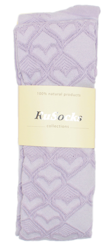 Светло-сиреневые колготки с сердечками RuSocks