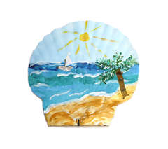 Рисунок моря на ракушке Дальневосточный морской гребешок