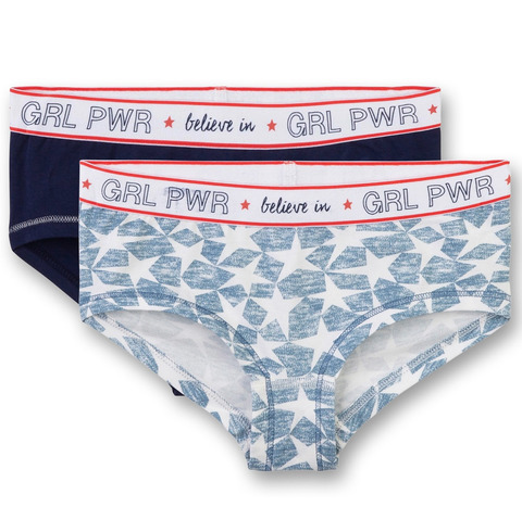 Комплект трусов для девочки Sanetta 2 шт. (синий + звезды)