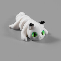 Мини котёнок пятнистые ушки, игрушка антистресс, 10 см., белый с черным