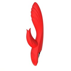 Красный вибратор-кролик 5’’ Silicone Kissing - 20,2 см. - 