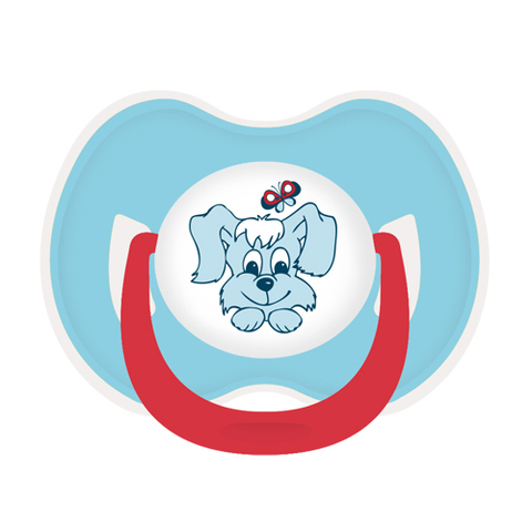Соска-пустышка "Веселые животные", 0+ мес., латекс, симметричный сосок, кольцо (голубой)
