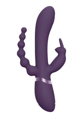 Фиолетовый анально-вагинальный вибромассажер Rini - 22,3 см. - Shots Media BV Vive VIVE038PUR