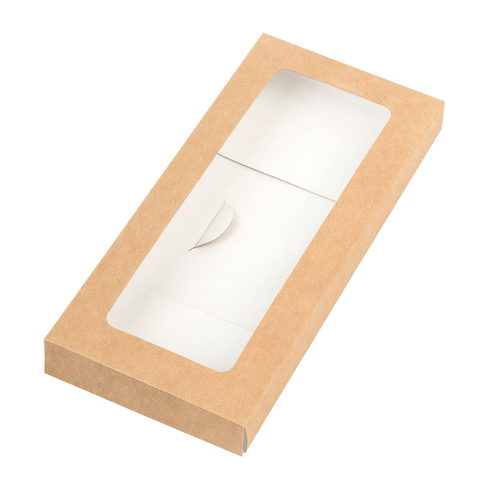 Коробка - конверт под шоколадку крафт с окном 17*8*1,5 см