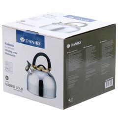 Чайник нерж, 3 л, свист, ручк бакелит, с силик покр, Daniks, Мадрид Голд, индукц, M-001PM