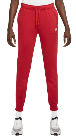 Женские теннисные брюки Nike Sportswear Club Fleece Pant - unversity red/white