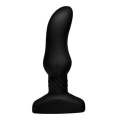 Черная анальная вибропробка с пультом ДУ Curved Rimming Plug Slim M - 13,9 см. - 
