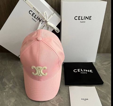 Бейсболка CELINE Triomphe из хлопка, розовая