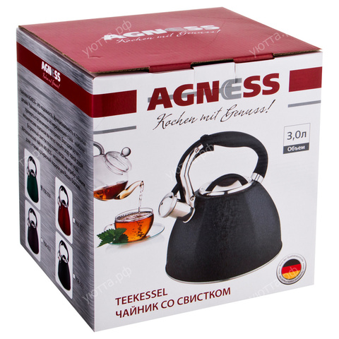 Чайник Agness со свистком 3 л - Черный - купить 2