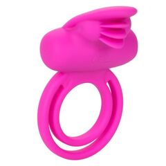 Ярко-розовое эрекционное кольцо Silicone Rechargeable Dual Clit Flicker - 