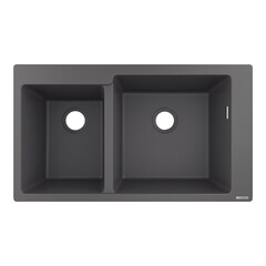 Hansgrohe S51 43317290 Мойка для кухни двойная встраиваемая сверху 88*41 см (серый камень) фото
