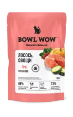 BOWL WOW БОУЛ ВАУ Влажный корм для стерилизованных кошек лосось и овощи , 85г