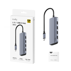 Cudy - Концентратор CUDY USB-C 6 в 1 с поддержкой HDMI 4K UH500