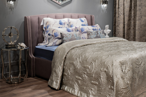 Покрывало 260х260 Garda Decor Euphoria Аморе бежевое со стежкой