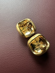 27344 -Серьги пусеты квадратные округлые из латуни YSL цвет матовое золото/матовое серебро