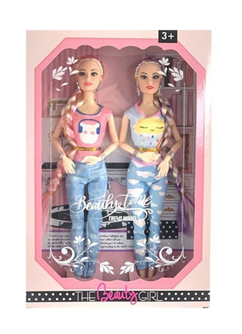 Набор 2 куклы шарнир + аксесс 24*35