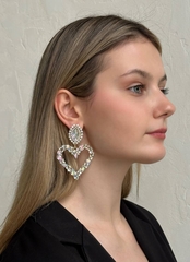 56429- Серьги длинные из кристаллов в с подвеской СЕРДЦЕ