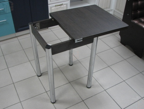 Стол Ломберный (поворотно-раскладной) без ящика 580*580(1160) венге, ноги Хром