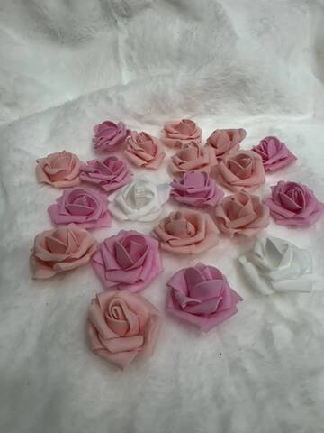 Роза из фоамирана круглая 4 см, персиково-розовый микс, набор 20 шт.