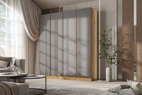 Келвин Шкаф 4-х ств. (2000) (Графит, Дуб Крафт)