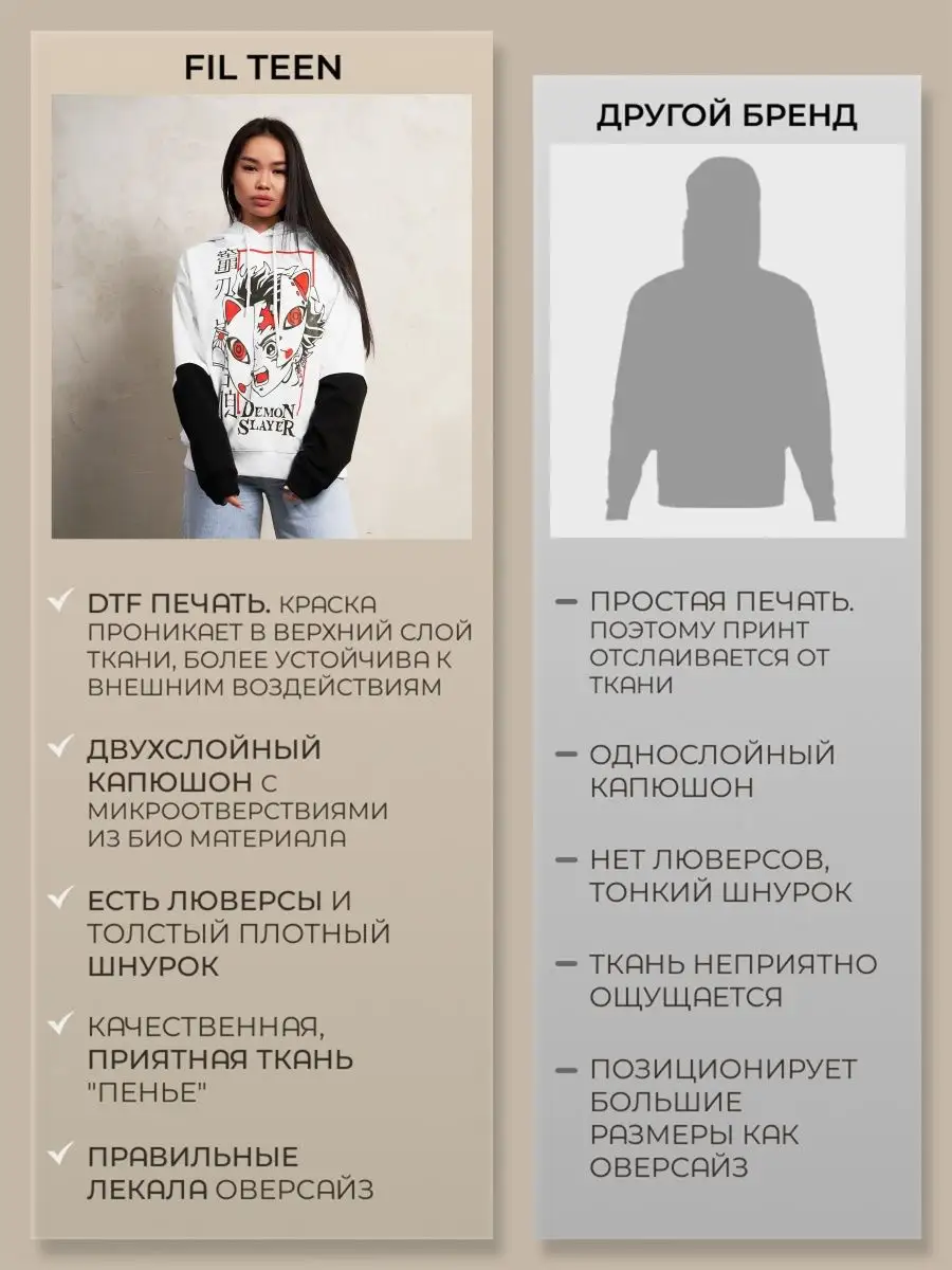 Худи женское мужское оверсайз с принтом аниме с капюшоном