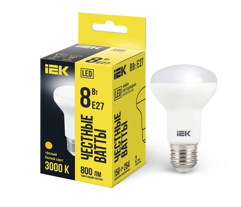 Лампа LED R63 рефлектор 8Вт 230В 3000К E27 IEK