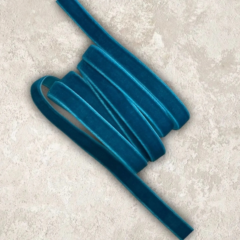 Лента бархатная 1 см морской зеленый №63 (1метр)