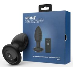 Черная анальная вибровтулка Nexus Tornado - 9,8 см.
