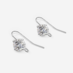 Швензы-крючки с акцентным фианитом, 9,5мм, родирование