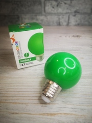 Лампа светодиодная. Зеленая, 3Вт, цоколь Е27. 220-240В.