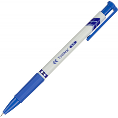 Ручка шариковая автоматическая Deli Think диамет шар 0,7мм резин манж синяя