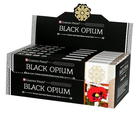 BLACK OPIUM Premium Hand Rolled Masala Incense Sticks, Garden Fresh (ЧЁРНЫЙ ОПИУМ премиальные масала благовония ручного изготовления, Гарден Фреш), уп. 15 г.