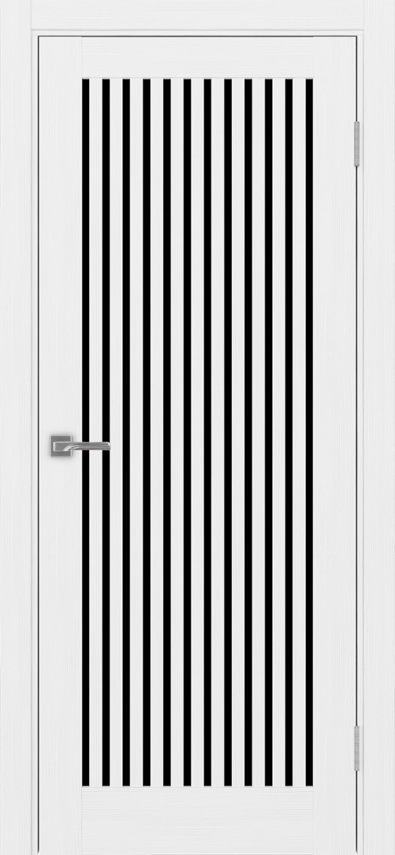 Дверь межкомнатная Оптима Порте Турин 543.2, цвет белый лед, экошпон, стекло лакобель черное