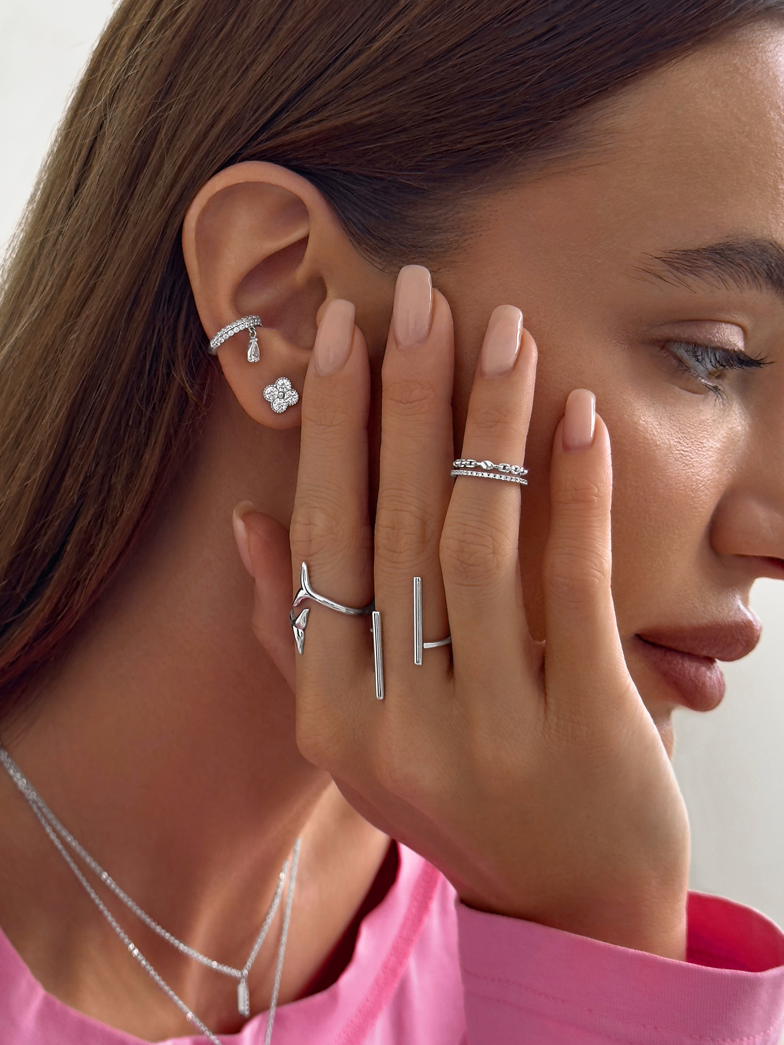 Серьги Четырёхлистники с фианитами