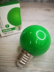 Лампа светодиодная. Зеленая, 3Вт, цоколь Е27. 220-240В.