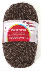 Пряжа "Деревенька", 100% Шерсть, 100гр, 170 м, Коричневый/серый