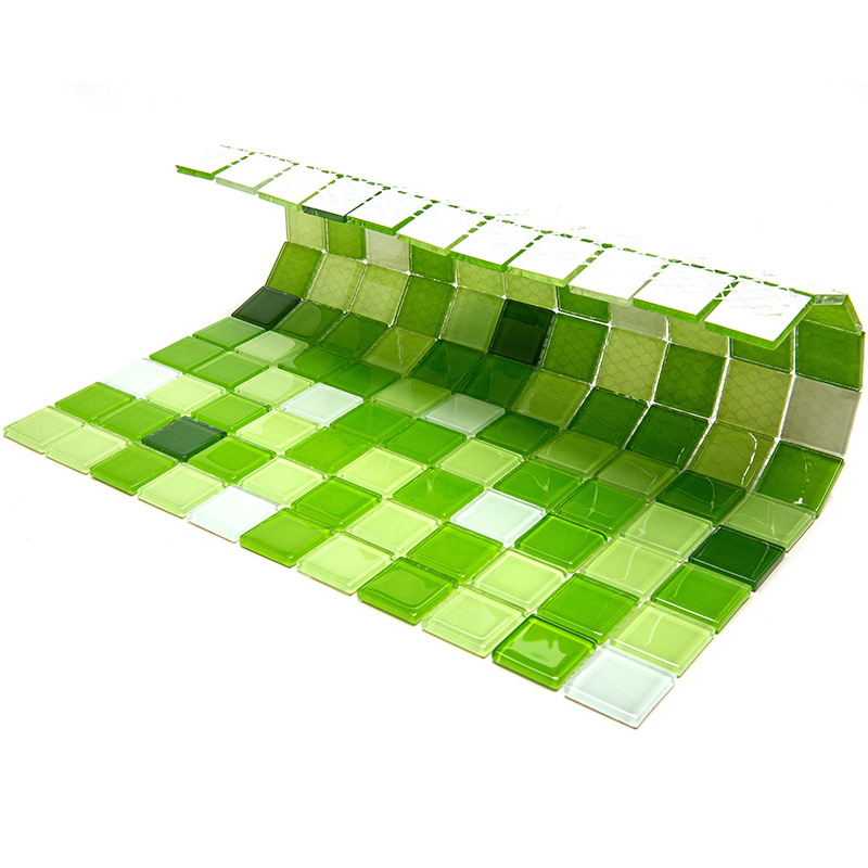CPM-09 Стеклянная мозаичная плитка Natural Color palette зеленый квадрат глянцевый