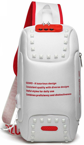 Картинка рюкзак однолямочный Ozuko 9283 White-Red - 1