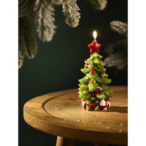 Свеча декоративная 17.8см Tkano New Year Essential Green Miracle