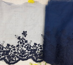 Вышивка на сетке, ш. 36 см, тёмно-синий