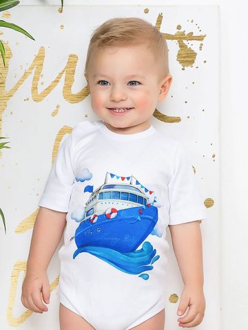 Боди с коротким рукавом "Корабль в волнах"